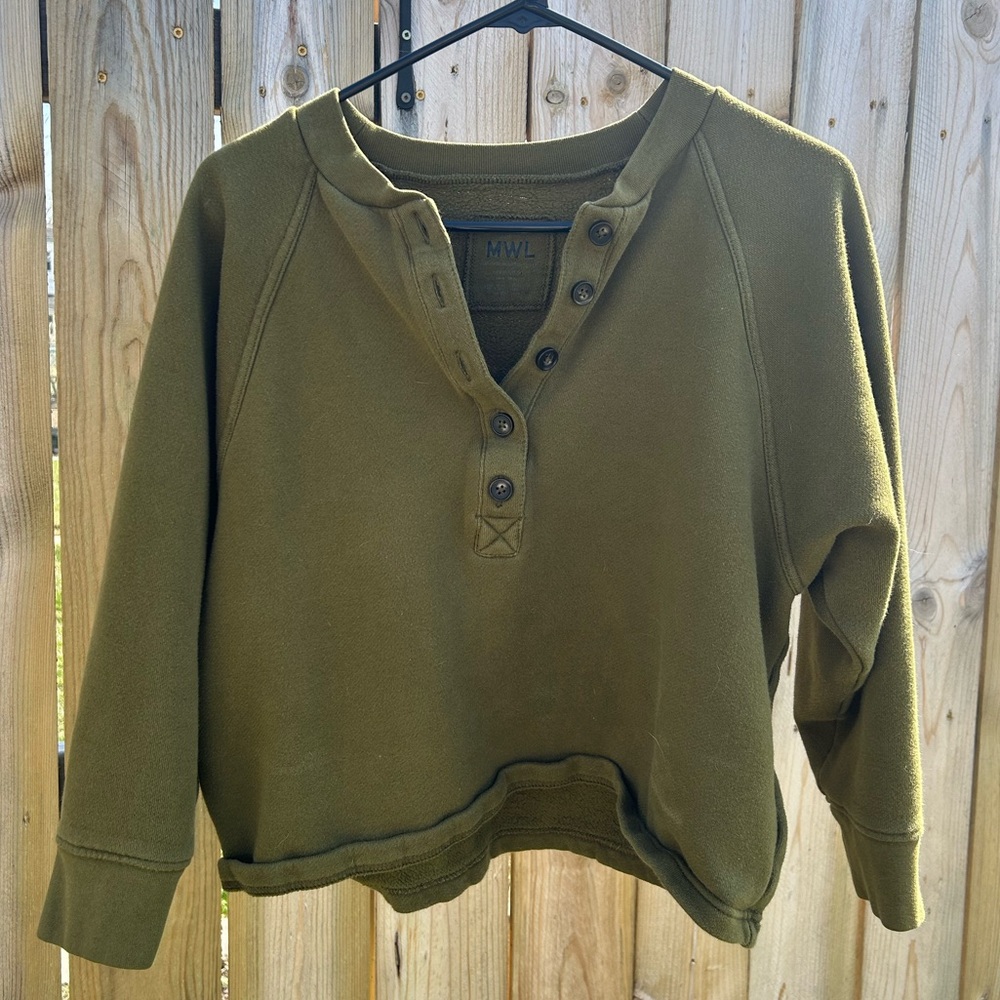 Madewell MDW Olive Green Women's Button Henley Sweater XXS